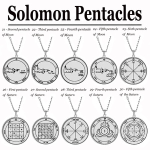 Collier pendentif en acier inoxydable avec talisman des sceaux de Salomon <span class=keywords><strong>44</strong></span> planètes (Jupiter, Mars, Mercure, Lune, Saturne, Soleil, Vénus) - Product Image 3