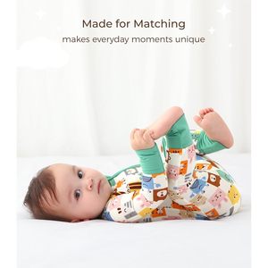 Mono de bebé al por mayor de manga larga con estampado de animales, de viscosa de bambú, de una pieza, para bebés y niños pequeños, unisex, suave y transpirable - Product Image 3