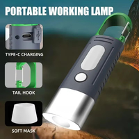 Mini lampe torche LED haute puissance pratique pour le camping, 3 LED et lumières latérales, zoom télescopique, lumière étanche, abat-jour