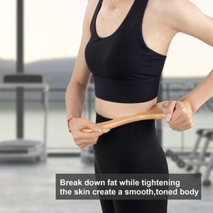 Kit d'outils de massage corporel en bois : Rouleau en bois et masseur de pieds pour drainage lymphatique, anti-cellulite, ensemble Gua Sha - Product Image 2