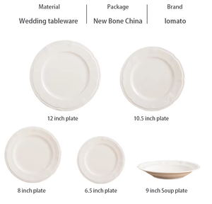 Assiettes en céramique blanches unies avec logo personnalisé, bord festonné, en porcelaine fine, pour cadeau de mariage, vente en gros - Product Image 6