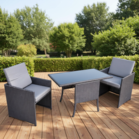 Modernes Komfortables Langlebiges Wasserfestes Rattan-Metallrahmen Outdoor-Garten-Sofa-Set mit Gepolsterten Sesseln und Glastisch