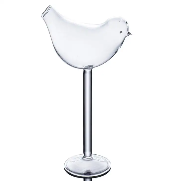 Wholesales small bird shaped drinking glass cup crystal wine glass creative cocktail glasses