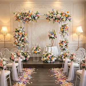 DKB Arreglo de Rosas Artificiales de Seda Más Vendido, Alta Calidad, Blanco y Rosa, Hecho a Mano, Ecológico, Personalizable - Product Image 1