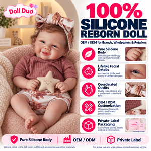 Muñeca Duo Personalizada de Silicona de Cuerpo Completo de 18 Pulgadas, Muñeca Reborn Color Rosa Polvoriento con Lazo Floral, Bebé Sonriente, Regalo de Navidad para Niños - Product Image 1