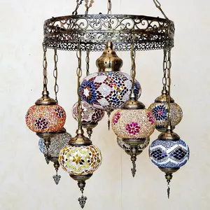 Luminária suspensa de mosaico turco, vidro colorido, decorativo, marrocos, luzes pendentes