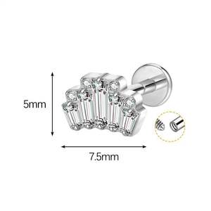 Custom Astm F136 Titanium Piercing De Titanio 16G 1.2 Interne Draad <span class=keywords><strong>Labret</strong></span> Helix Tragus Lob Platte Achterkant Oorbel - Product Image 4