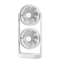 Nouveau ventilateur de bureau à double tête avec commande mécanique, grande circulation d'air, recharge USB pour utilisation en extérieur et en voiture, en plastique