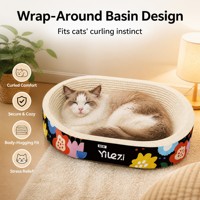 Grattoir pour chat en carton ondulé, grattoir incurvé pour chat, grattoir réversible pour chats d'intérieur et chatons