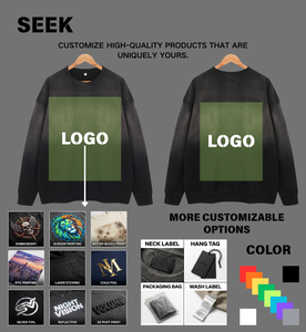 Felpa Girocollo Bicolore Sfumato 400GSM in French Terry Pesante Unisex, Oversize <span class=keywords><strong>con</strong></span> Logo Personalizzato, Stile Streetwear - Product Image 2