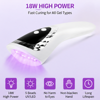 Lampe à ongles UV LED rechargeable haute puissance 18W pour usage domestique |   Sèche-ongles portable mini |   Lampe à ongles droite