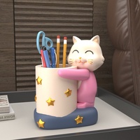 Ornement de chat qui fait la main, créatif et mignon, Johnson lee, porte-stylo pratique pour le bureau, la maison, artisanat en résine, bureau, salon, dos