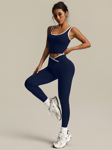 Conjunto Deportivo de Yoga de 2 Piezas para Mujer, Top Deportivo sin Mangas con Parches, Leggings Moldeadores de Cintura Alta, Traje de Yoga Deportivo - Product Image 6