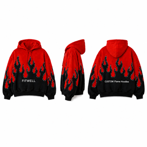<span class=keywords><strong>Felpa</strong></span> con Cappuccio Oversize Personalizzata con Grafica Fiamma, Unisex, Streetwear, per Vendita all'Ingrosso - Product Image 1