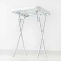 Table d'appoint carrée pliable en verre ondulé, avec pieds en X en métal, pour patio extérieur