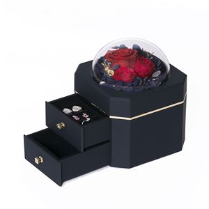 Luxury <b>Jewelry</b> Packaging Box With Velvet Insert <b>Jewelry</b> Gift Box With Flower Rose <b>Jewelry</b> <b>Storage</b> Box - Product Image 1