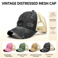 Casquette Trucker Unisexe Personnalisable avec Logo, Effet Vieilli, Plusieurs Couleurs, Casquette Vintage Vierge, Visière Courbée, Maille, Casquette de Papa Lavée, Casquette de Baseball – Grande Vente