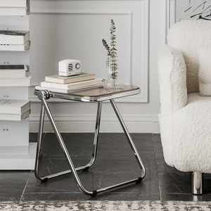 <span class=keywords><strong>Tavolino</strong></span> Laterale Pieghevole Moderno con Struttura Trasparente, <span class=keywords><strong>Tavolino</strong></span> Portatile Salvaspazio per Soggiorno, Camera <span class=keywords><strong>da</strong></span> Letto e Balcone - Product Image 2