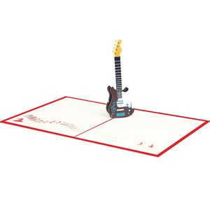 Nuevo diseño Feliz cumpleaños 3D guitarra Pop Up <span class=keywords><strong>tarjetas</strong></span> <span class=keywords><strong>de</strong></span> agradecimiento corte láser personalizado tarjeta <span class=keywords><strong>de</strong></span> felicitación hecha a mano con sobre - Product Image 4