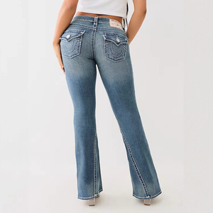 Vaqueros sexys <span class=keywords><strong>de</strong></span> mujer con costuras gruesas, lavados y blancos, estilo euroamericano, <span class=keywords><strong>de</strong></span> <span class=keywords><strong>marca</strong></span> <span class=keywords><strong>de</strong></span> moda, pantalones acampanados - Product Image 4