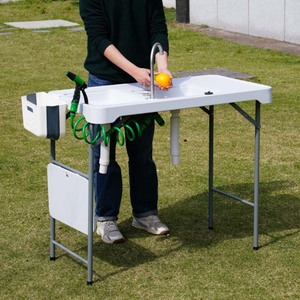 Multi-Use Plastic <strong>Folding</strong> <strong>Table</strong> Outdoor Kitchen <strong>Table</strong> Fish Cleaning <strong>Table</strong> With Sink Versatile Furniture - Product Image 1