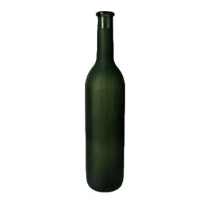 High Quality Empty Olive Green Frosted Dry Red Wine Glass Wine Bottle With Stopper