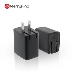 Pengisi daya perjalanan portabel USB-C, 5V 3A 20W Multi Port USB dinding Super cepat untuk ponsel pintar Android iphone dengan kabel