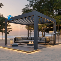 Sweet Home Freistehende Aluminium-Pergola für den Außenbereich, Robuste Motorisierte Lamellenpergola mit Einziehbarem Dach, Wasserdichter Pavillon, Einfach zu Montieren