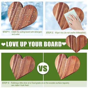 Heart Shaped Acacia <b>Wood</b> Cutting Board 35.5x29.5x1.5cm For Cheese Steak Vegetable <b>Slicing</b> Valentine's Day Gift - Product Image 3