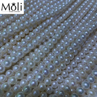 Classique populaire 7-8mm blanc d'eau douce rond véritable collier de perles naturelles pour cadeau fille