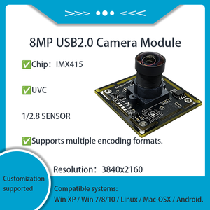 โมดูลกล้อง IMX415 8MP 4K USB 2.0 ความละเอียด 3840x2160 กล้องจดจำใบหน้า ไมโครโฟนดิจิตอล มุมมองภาพกว้าง 95 องศา °   โมดูลกล้องวงจรปิดในอาคาร FF MF - Product Image 1