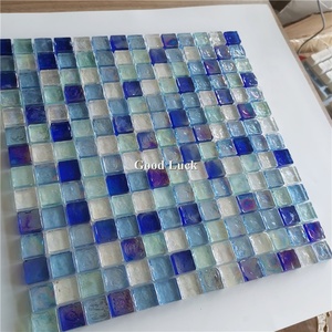 Fantaisie irisé <span class=keywords><strong>Mini</strong></span> carré cristal bleu et blanc verre mosaïque carrelage <span class=keywords><strong>piscine</strong></span> salle <span class=keywords><strong>de</strong></span> bain douche mur carrelage - Product Image 3