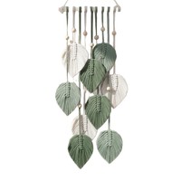 Tapisserie murale ovale en coton tissée à la main, motif feuille bohème, pour la décoration de maison d'hôtes, améliorant l'ambiance, à suspendre (pour échantillon)