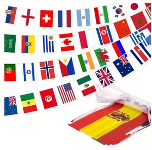 Customized 14X21cm Polyester <b>String</b> World Flag Banners for Football Matches Automotive/Insurance Hanging Small Flags - Product Image 2
