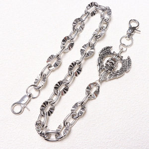 โซ่คาดเอวโลหะผสมสังกะสี จี้รูปปีกหัวกะโหลก สไตล์ฮิปฮอป ลำลอง สำหรับใส่กับกางเกงยีนส์ แบบชั้นเดียว - Product Image 2