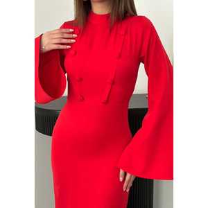 Robe de soirée en satin à une manche, coupe trapèze, longueur ras du sol, taille XL, rouge, style chic et simple, pour fêtes formelles, vente en gros - Product Image 3