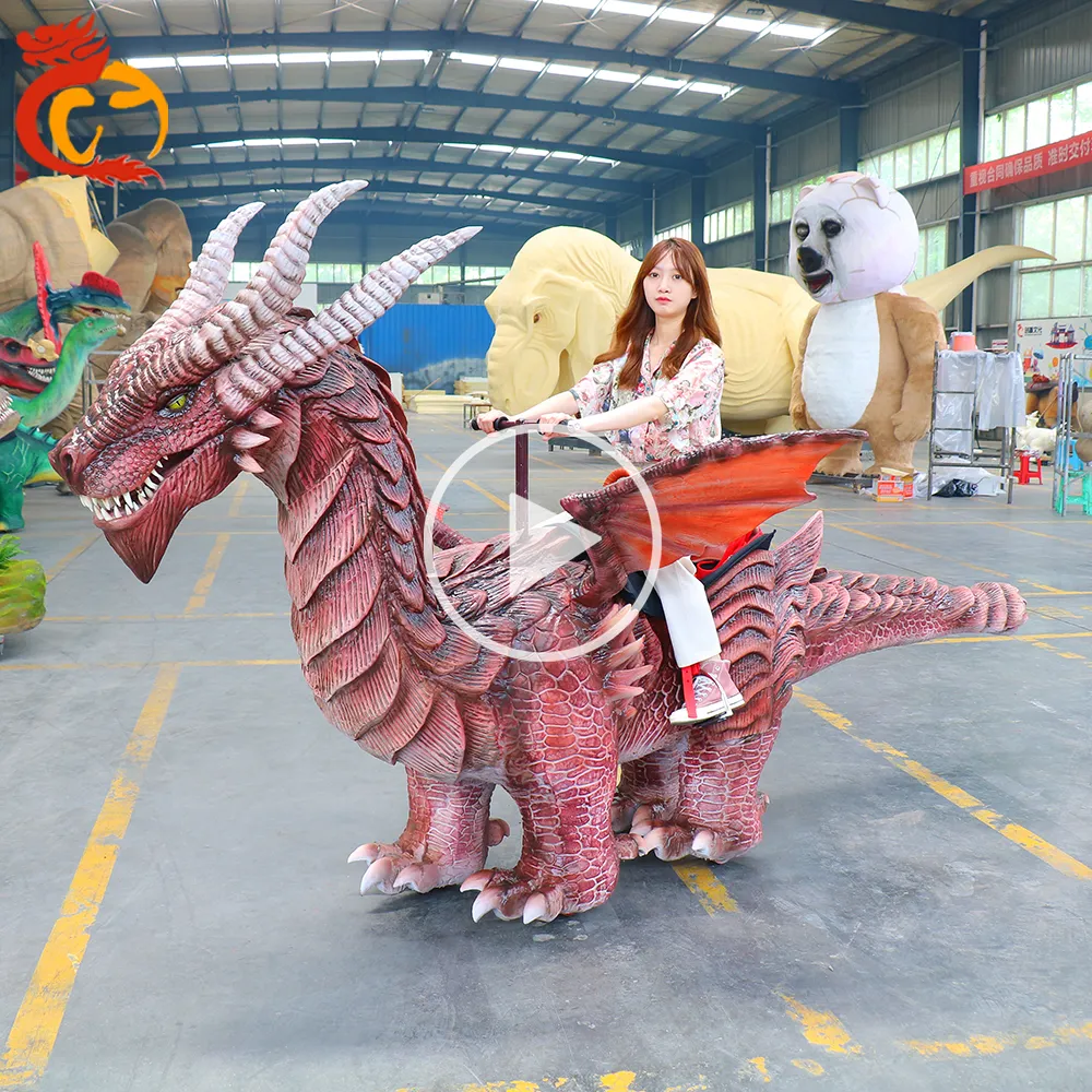Amusement them park playground coin operated kids attraction customized walking animatronic dragon ride for children