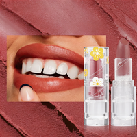 Rouge à lèvres mat non desséchant, couleur transparente avec étui floral mignon, rouge à lèvres pigmenté longue tenue pour usage quotidien