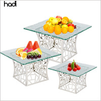 Modern Square Edelstahl Kuchen Cupcake Display Stand Set 3 für Hochzeits bankette Buffets Partys Hotels Restaurants Catering