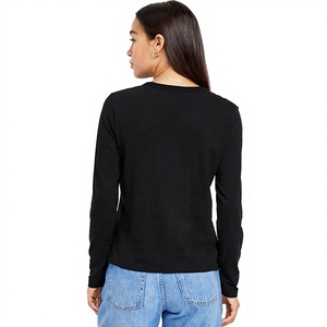 Camiseta de Manga Larga con Cuello Redondo para Mujer, Mezcla de Algodón Suave, Estilo Casual, Fabricante de Ropa OEM ODM, Proveedor Mayorista - Product Image 4