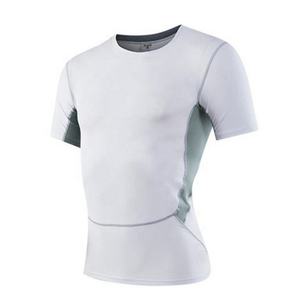 Tight Fitness Sports Running Training Ropa Elástica de secado rápido de manga corta en blanco Running Quick Dry Men T Shirt - Product Image 3