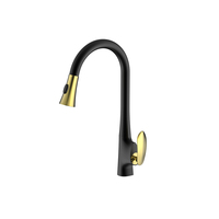 Robinet électrique de luxe en laiton chromé noir et or avec double poignée, à poser sur le comptoir, pour lavabo de salle de bain et eau potable