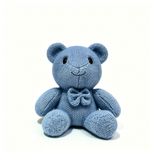 Oso de peluche azul tejido a mano personalizado, oso de peluche de hilo suave, regalo de oso de peluche tejido para bebé niño. - Product Image 4