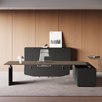 Scrivania Direzionale Elettrica Intelligente con Sollevamento, per Uso Commerciale Leggero, Materiale Moderno e Semplice, a Forma Allungata, con Sedia da Ufficio per Manager