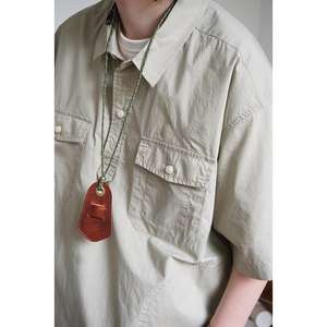 Men's Retro Summer Satin Workwear <b>Shirt</b> <b>Short</b>-<b>Sleeved</b> Button-Up with Anti-Wrinkle Printed Collar Casual Hot Hot Button-Up <b>Shirt</b> - Product Image 3