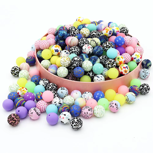 100 pièces 12mm coloré Silicone PVC transfert d'eau impression perles bijoux à bricoler soi-même faisant des perles en vrac clé sac chaîne stylo accessoires - Product Image 2