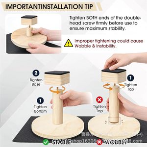 Bâton de marche inversé réglable en bois massif, entraîneur d'équilibre pour le yoga avec tapis antidérapant et sac portable pour la remise en forme, la danse et les exercices - Product Image 2