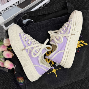 Niche Design Canvas Lace-Up Closure Breathable Mesh Lining <b>Height</b> <b>Increasing</b> Walking Style <b>Shoes</b> - Product Image 5