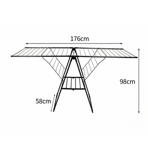 Séchoir à linge multifonctionnel pliable pour la maison, type aile, hauteur réglable, porte-serviettes <span class=keywords><strong>en</strong></span> acier épaissi, pour intérieur et extérieur - Product Image 6