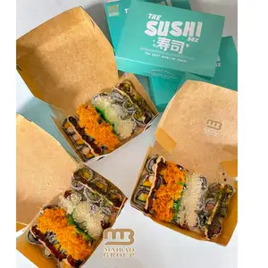 Aangepaste Logo Afdrukken Restaurant Afhalen Togo Food Grade Fast Food Verpakking Container Papier Doos Sushi Takeaway Doos